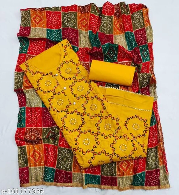 PC Cotton Exclusive Dress Material Suit  For Women  - yellow, Un Stitched