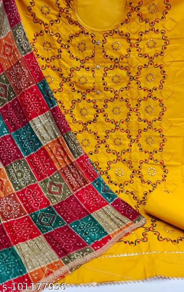 PC Cotton Exclusive Dress Material Suit  For Women  - yellow, Un Stitched