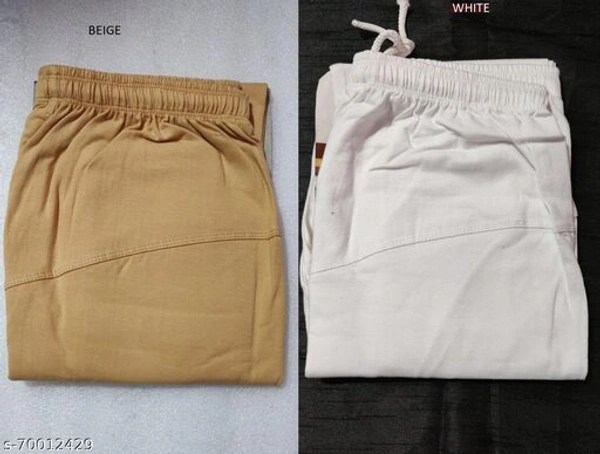 Women Rubby Cut cotton Lycra Plus Size Leggings Combo of 2 - Beige  White, 32