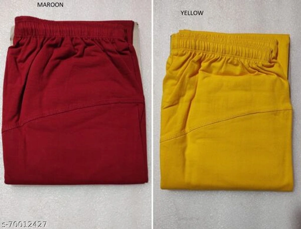 Women Rubby Cut cotton Lycra Plus Size Leggings Combo of 2 - Maroon Yellow, 48
