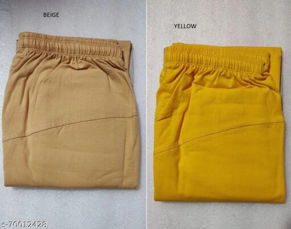 Women Rubby Cut cotton Lycra Plus Size Leggings Combo of 2 - Beige Yellow, 38