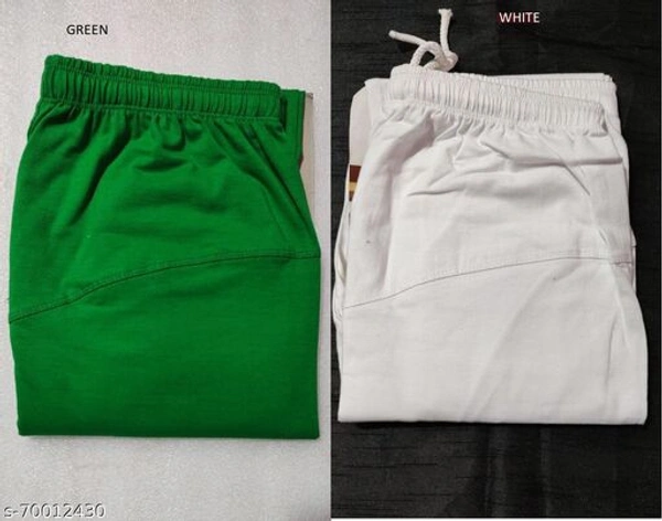 Women Rubby Cut cotton Lycra Plus Size Leggings Combo of 2 - Green White, 30