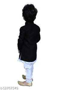 Boys White  Sherwanis Pack Of 1 - Black, 3-4 Years