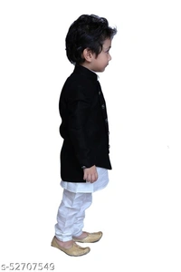 Boys White  Sherwanis Pack Of 1 - Black, 3-4 Years