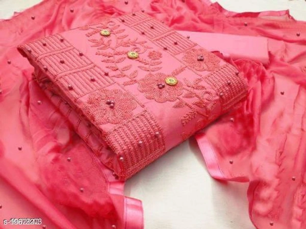 Classy Cotton Suit & Dress Material - Pink, Un Stitched