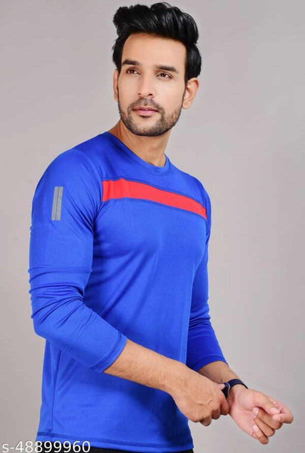 Addiz Sports Round neck with Full seleeve Tshirt for Mens - Blue, M