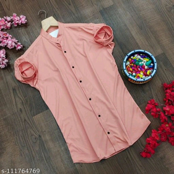 Lycra fabric plain half sleev shirt - Mistyrose, M