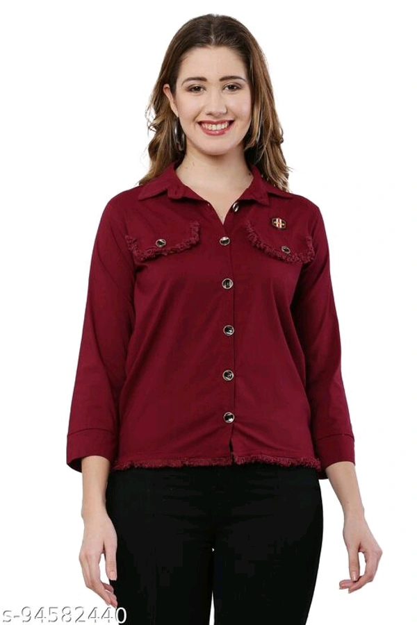 LACE _ SHIRT _ BLACK - Maroon, 11-12 Years