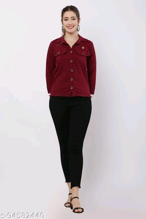 LACE _ SHIRT _ BLACK - Maroon, 11-12 Years