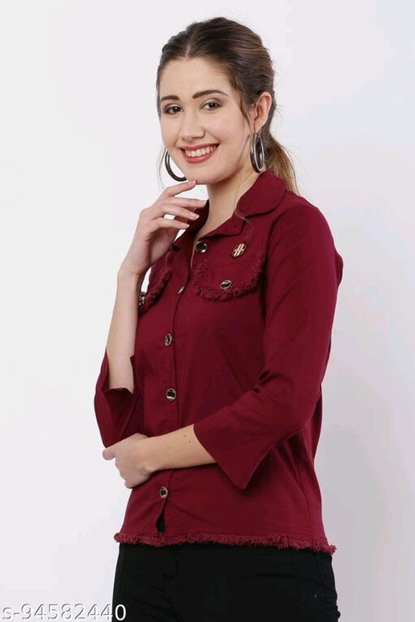 LACE _ SHIRT _ BLACK - Maroon, 14-15 Years
