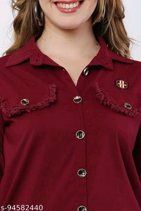 LACE _ SHIRT _ BLACK - Maroon, 14-15 Years
