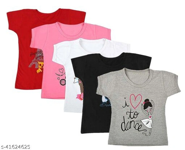 Girls Multicolor Cotton Tshirts Pack Of 5 - Multi Colour, 12-13 Years