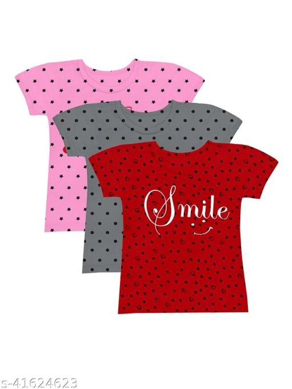 Girls Multicolor Cotton Tshirts Pack Of 5 - Multi Colour, 3-4 Years