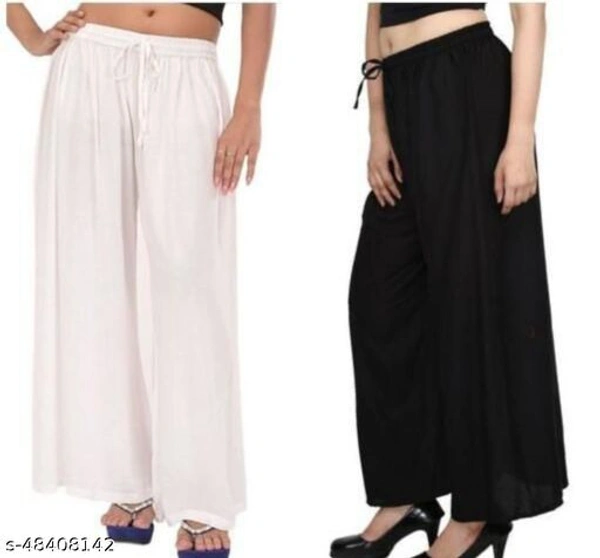 Fashionable Latest Women Palazzos - White Black, 34