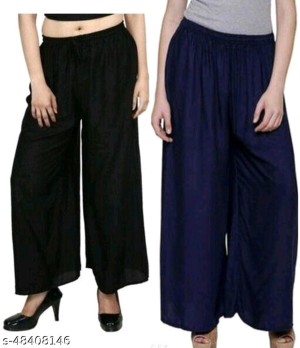 Fashionable Latest Women Palazzos - Black Nevy Blue, 42