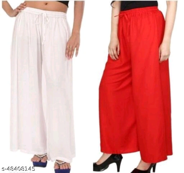 Designer Feminine Women Palazzos - White Red, 30