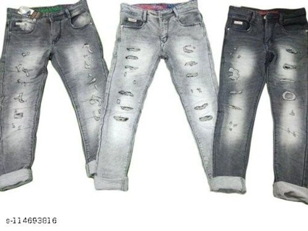 Masterly Weft White Colour Trendy Slim Fit jeans For Men - Grey, 30