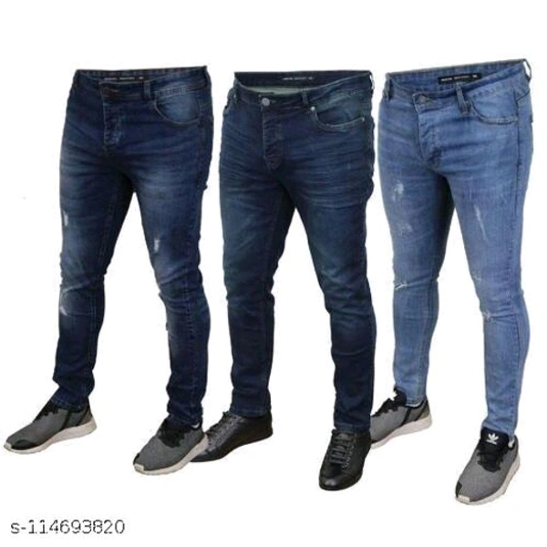 Masterly Weft White Colour Trendy Slim Fit jeans For Men - Blue, 28
