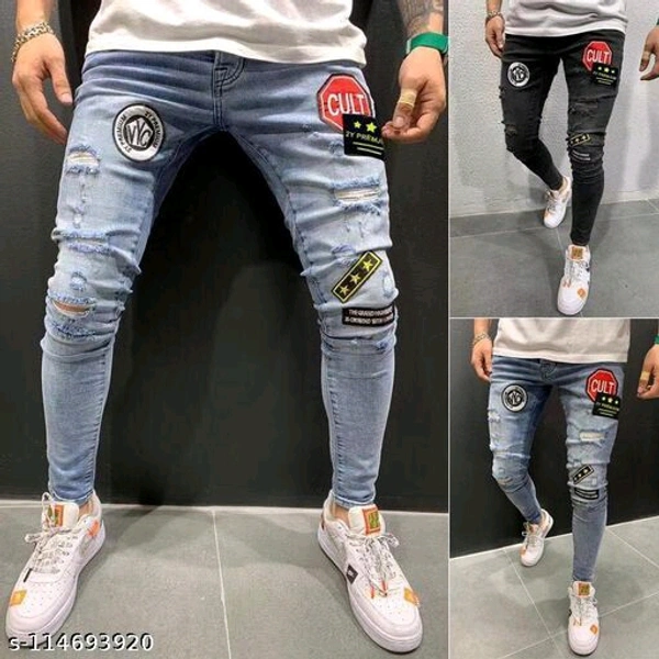Masterly Weft White Colour Trendy Slim Fit jeans For Men - Blue, 32
