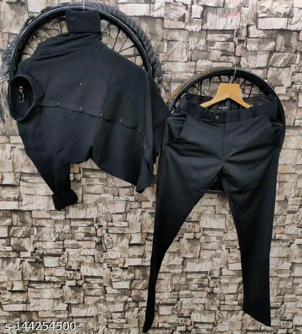 KRIYONA CREATION Men Shirts With Pant | Set For Men | Cotton Lycra Shirt | Cotton Lycra Pant | Party Ware For Men | Fstivel Ware For Men | Trendy Ware For Men - Black, S