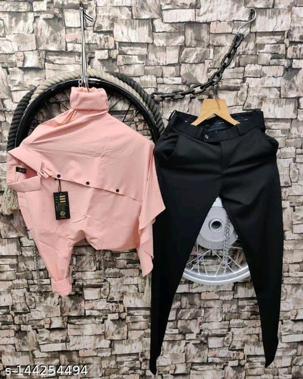 KRIYONA CREATION Men Shirts With Pant | Set For Men | Cotton Lycra Shirt | Cotton Lycra Pant | Party Ware For Men | Fstivel Ware For Men | Trendy Ware For Men - Pink, XL