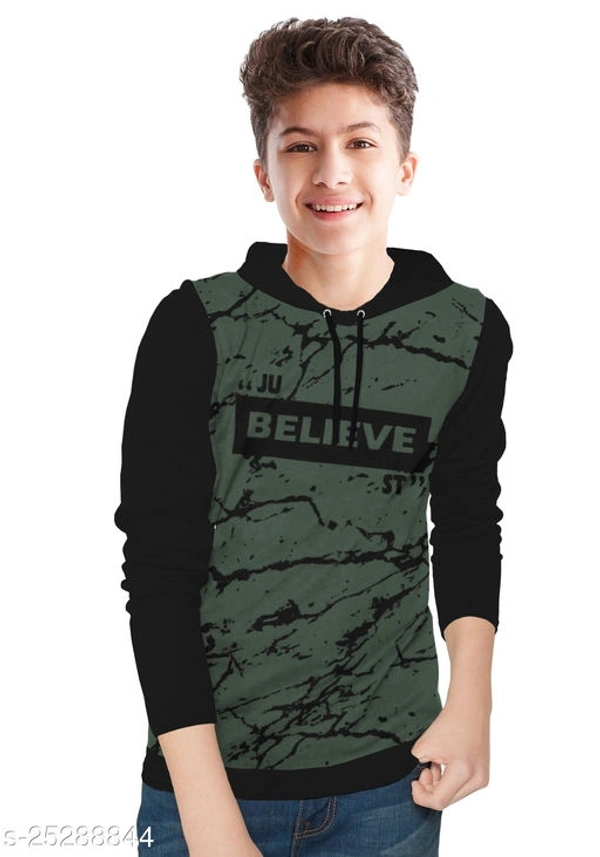 Boys Multicolor Cotton Blend Tshirts & Polos Pack Of 1 - Green, 13-14 Years