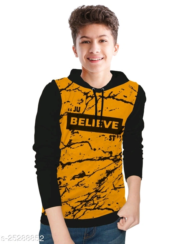 Boys Black Cotton Blend Tshirts & Polos Pack Of 1 - Yellow, 11-12 Years