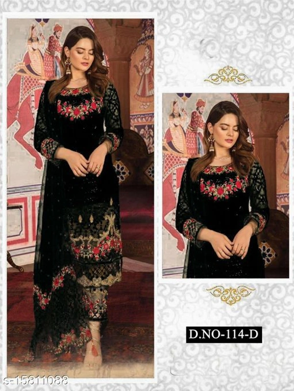 Kashvi Alluring Semi-Stitched Suits - Black, Semi Stitched