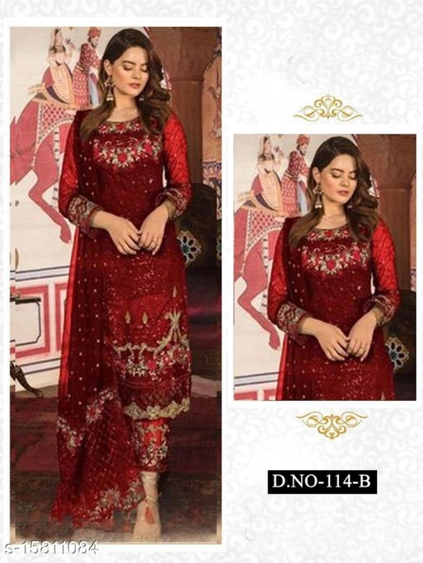 Kashvi Alluring Semi-Stitched Suits - Red, Semi Stitched