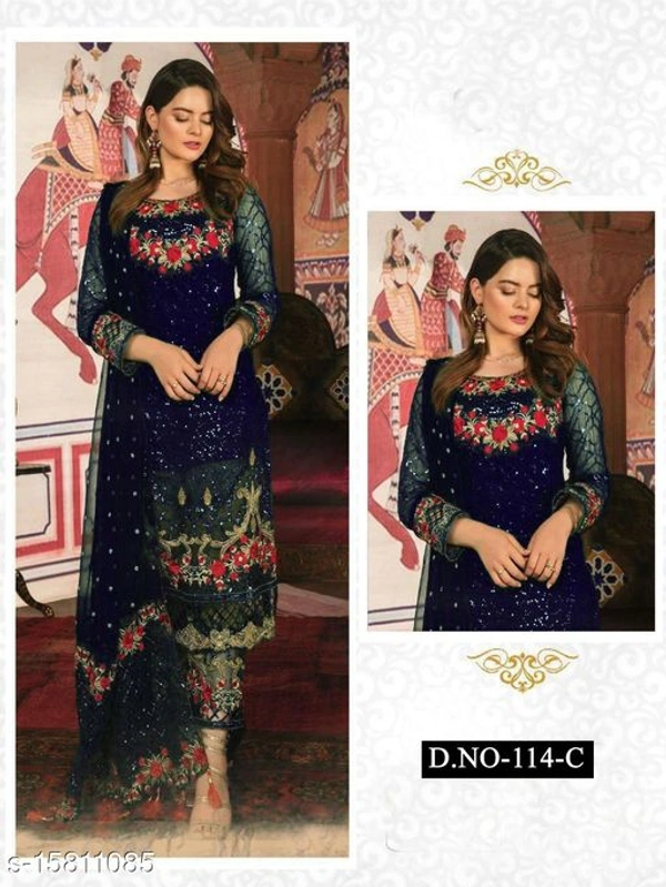 Kashvi Alluring Semi-Stitched Suits - Nevy Blue, Semi Stitched