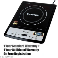 CASTOR by iBELL Induction Cooktop Manual Aluminium Electric Stove is 2000 w Auto Shut Off and over Heat Safety Protection with Press Button Control with 1 Burner, Black - Free Size