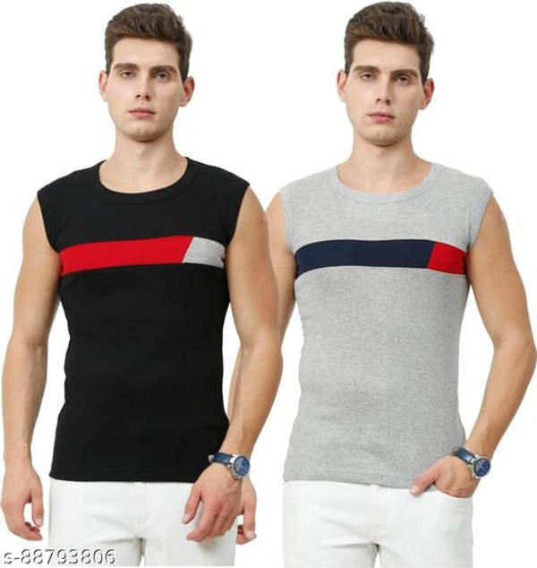 Men Gym Vest - Grey Black, S