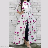 NEW LATEST PRINTED FRONT CUT KURTI - Dark Pink, L