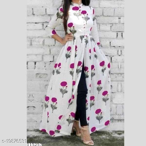 NEW LATEST PRINTED FRONT CUT KURTI - Dark Pink, L