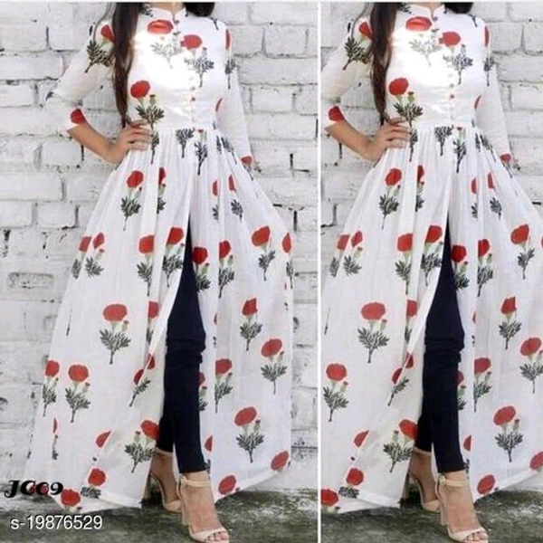 NEW LATEST PRINTED FRONT CUT KURTI - Red, 4XL