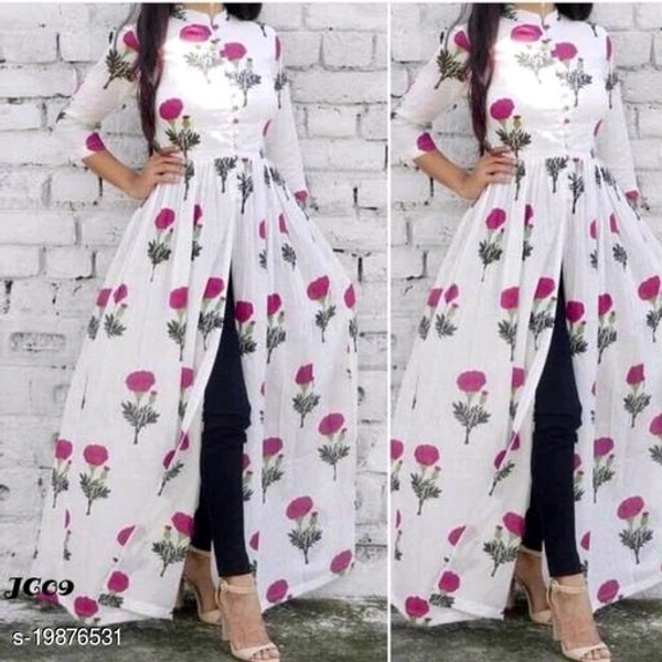 NEW LATEST PRINTED FRONT CUT KURTI - Dark Pink, 6XL