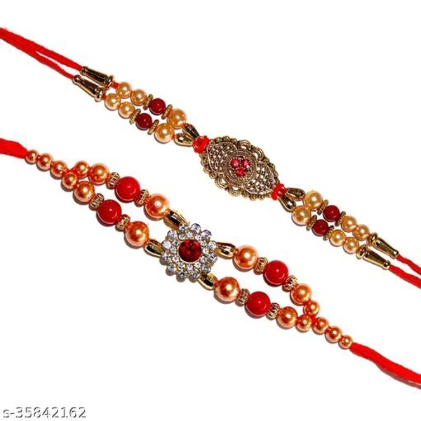 BANDHAN- Rakhi Combo for Brother , Rakhi for Bhaiyya/Bhai , Rakhi Pack of 5 with Rolo Tik| Gold Rakhi bracelet for Brother | Bro Rakhi | Stone Rakhi |Designer Rakhi | RB450 - Free Size