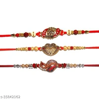 BANDHAN- Rakhi Combo for Brother , Rakhi for Bhaiyya/Bhai , Rakhi Pack of 5 with Rolo Tik| Gold Rakhi bracelet for Brother | Bro Rakhi | Stone Rakhi |Designer Rakhi | RB450 - Free Size