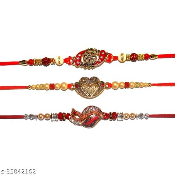 BANDHAN- Rakhi Combo for Brother , Rakhi for Bhaiyya/Bhai , Rakhi Pack of 5 with Rolo Tik| Gold Rakhi bracelet for Brother | Bro Rakhi | Stone Rakhi |Designer Rakhi | RB450 - Free Size