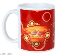 Kraftales Raksha Bandhan Gift Set Combo of Rakhi Greeting Card | Printed Ceramic Coffee Mug | Roli | Chawal | Rakhi /Raksha Bandhan Gift Set for Brother (300 ML) (ST2) - Free Size