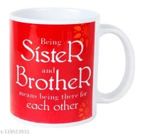 Kraftales Raksha Bandhan Gift Set Combo of Rakhi Greeting Card | Printed Ceramic Coffee Mug | Roli | Chawal | Rakhi /Raksha Bandhan Gift Set for Brother (300 ML) (ST4) - Free Size