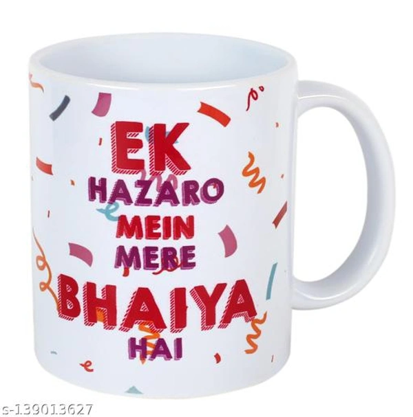 Kraftales Raksha Bandhan Gift Set Combo of Rakhi(Random Design) Greeting Card | Printed Ceramic Coffee Mug | Roli | Chawal | Rakhi /Raksha Bandhan Gift Set for Brother (300 ML) (ST6) - Free Size
