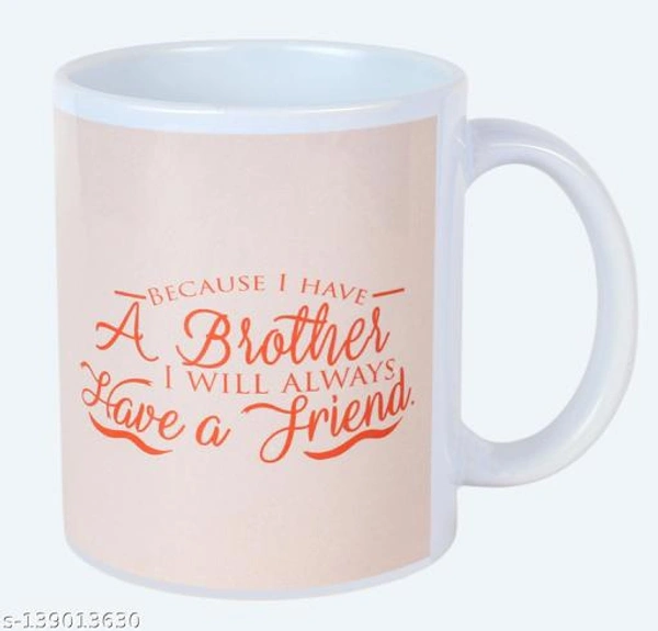 Kraftales Raksha Bandhan Gift Set Combo of Rakhi Greeting Card | Printed Ceramic Coffee Mug | Roli | Chawal | Rakhi /Raksha Bandhan Gift Set for Brother (300 ML) (ST3) - Free Size