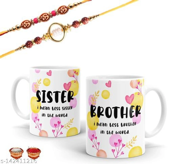 rakhi gift for brother with rakhi Brother Sister, 2 Mug with 2 rakhi  rakhi design rakhi bandhan rakhi combo for brother sister bhaiya bhabhi women boys girls kids rakhi combo hamper BS-12-IK - Free Size