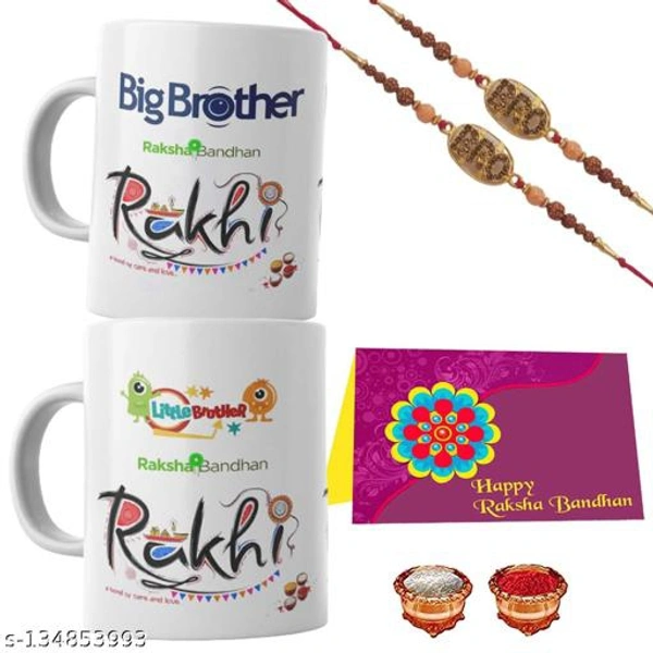 SAWARDAWALAS Designer Mug, Rakhi, Chawal Roli Pack, Greeting Card Set (6) - Free Size