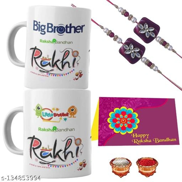 SAWARDAWALAS Designer Mug, Rakhi, Chawal Roli Pack, Greeting Card Set (6) - Free Size
