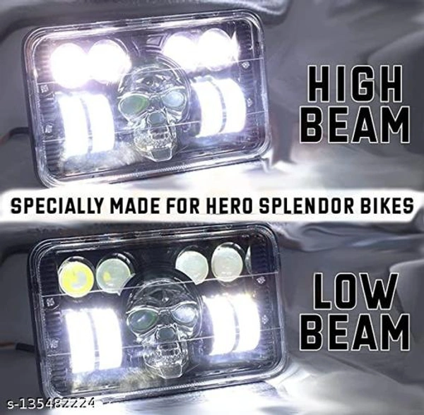 LED Headlight Hi/Low Beam With 3 Mode Red and Blue Flashing For Hero Splendor Plus, Splendor Pro, Splendor - Free Size