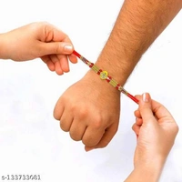 Tuelip Set of 6 Traditional Handmade Rakhi with Roli Chawal, Rakhi for Brother, Bhaiya, Bhabhi, Rakshabandhan Rakhi - Free Size