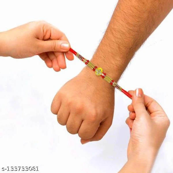 Tuelip Set of 6 Traditional Handmade Rakhi with Roli Chawal, Rakhi for Brother, Bhaiya, Bhabhi, Rakshabandhan Rakhi - Free Size