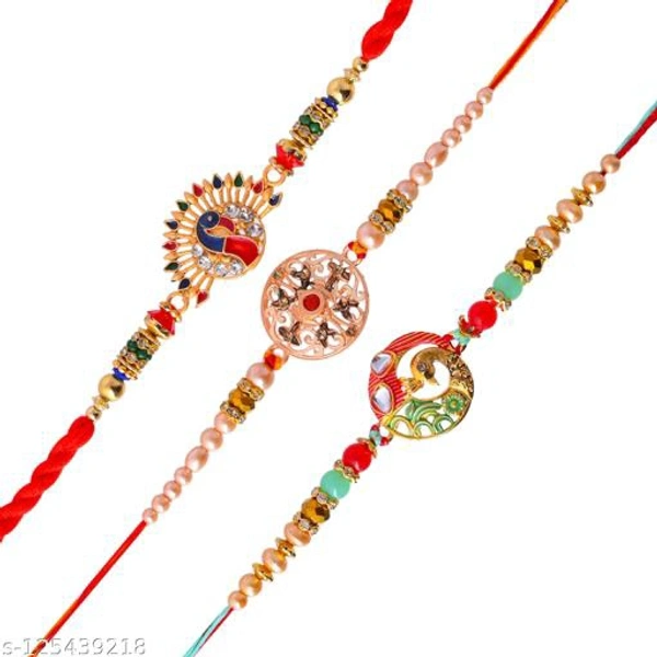 PEACOCK RAKHI 2 &1 ASHOK RAKHI SET 1 TILAK PACK WITH RAKSH BANDAN GREET CARD   - Free Size